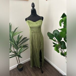 Green Abercrombie and Fitch Camille Midi Dress